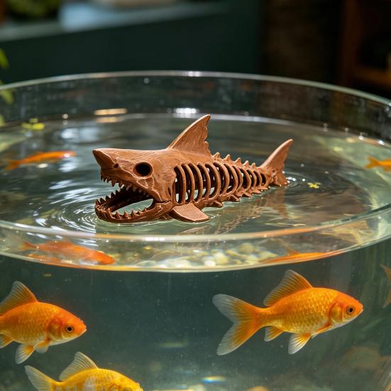 Hai-Skelett-Aquarium-Versteck, schwimmendes Betta-Versteck, 3D-gedruckte Garnelenhöhle für Garnelenbecken, Betta-Fisch-Nano-Aquarium-Dekoration