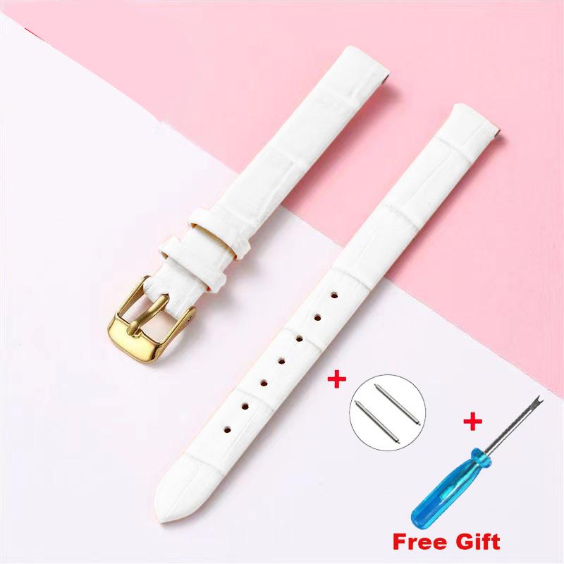 Leather Wath Strap 8mm 10mm 12mm 14mm 16mm 18mm 20mm Strap Genuine Leather Watch Bracelet Rose Gold Buckle with Tool