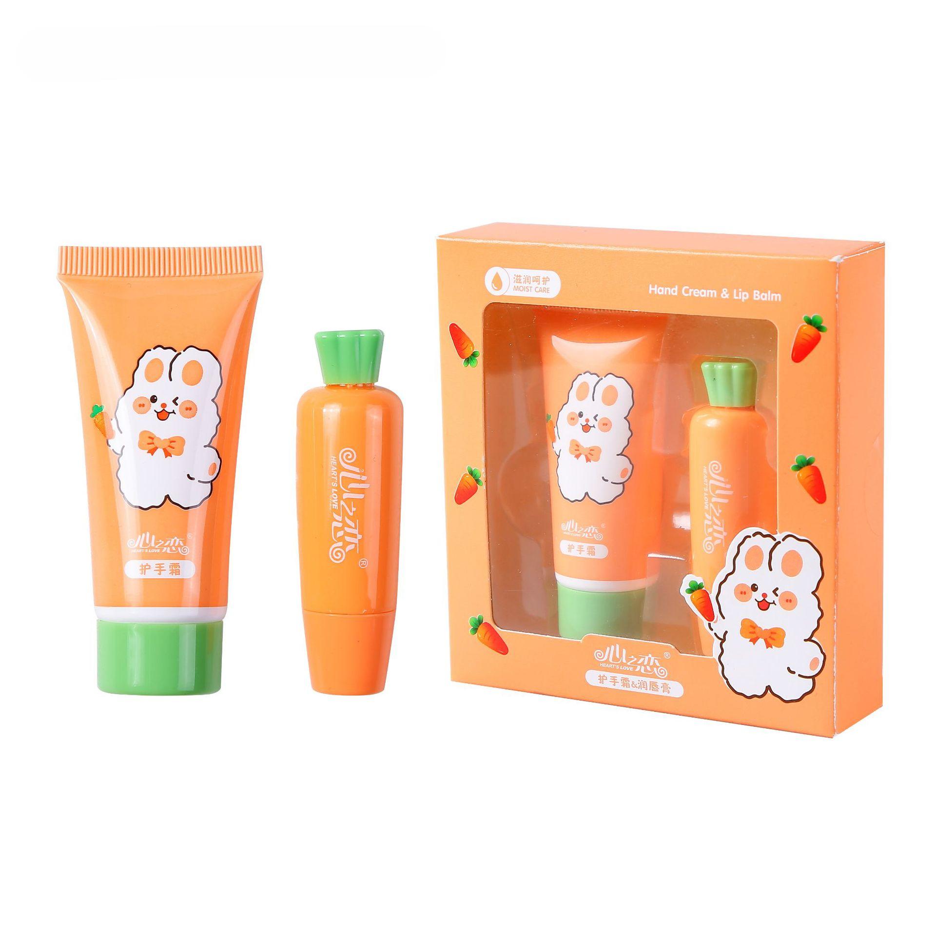 

Набор для ухода за губами Питательный крем для рук с авокадо, персиком и клубникой + Бальзам для губ Фруктовая осенне-зимняя серия Подарочный набор бальзамов для губ carrot 15g+3.2g