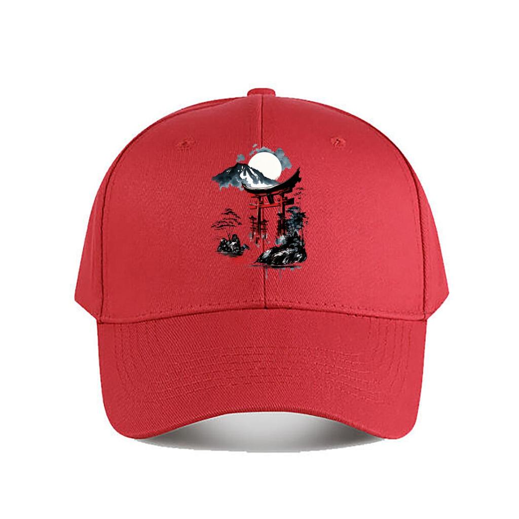 Moonlit Japanese Torii Fuji Art Print Baseball Cap Fashion Unisex Sunhat Womens Outdoor Sports