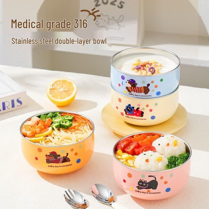 ZISIZ Double-Wall Insulated Kids Soup Bowl