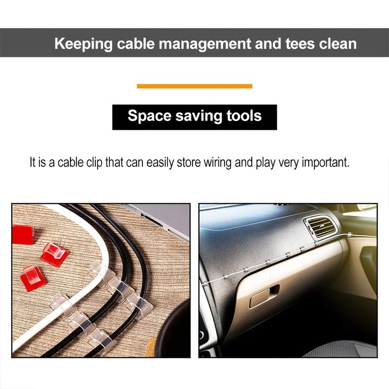 20/50Pcs Cable Clips Self Adhesive Cord Management Black Wire Organizer Clamp Car Wire Accessories