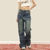 Unisex High-Street Retro Distressed Straight-Leg Jeans