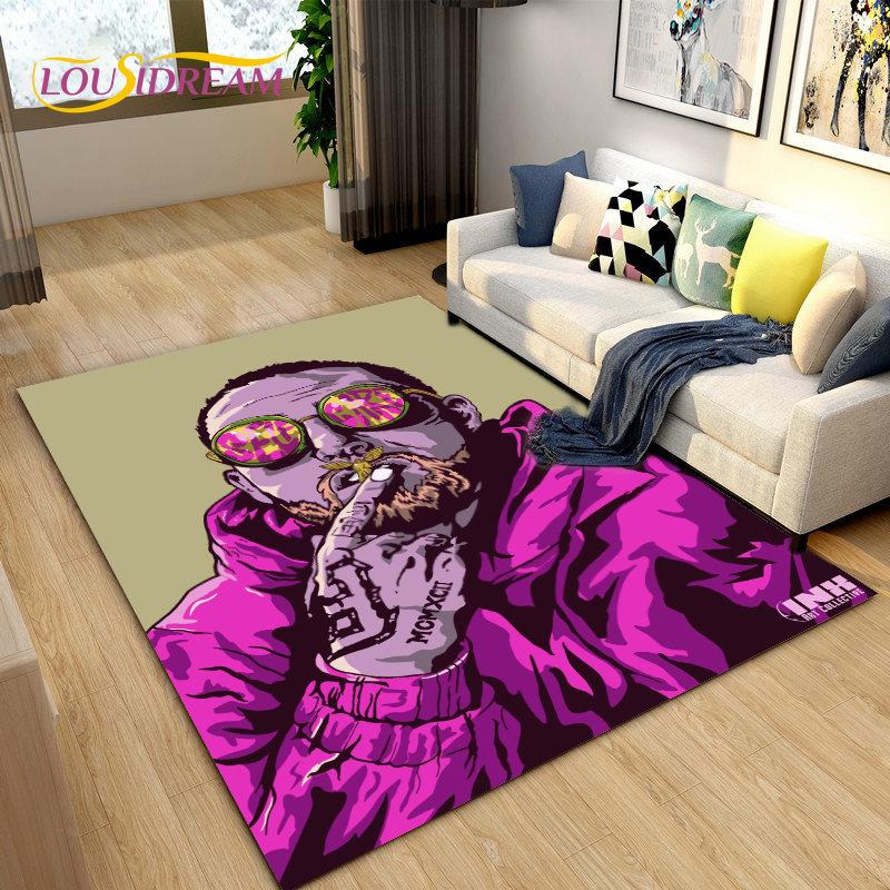 Hip Hop Art Rapper Legend Star Area Rug Large,Carpet Rug for Living Room Bedroom Sofa Doormat Decoration,Kids Non-slip Floor Mat