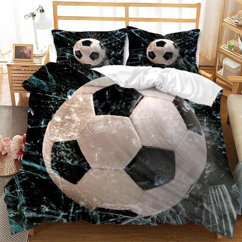 Kids Football Duvet Cover Set For Boys Girls Bedroom Decor Sports Balls Bedding Set Full Size Microfiber Soccer Comforter Cover