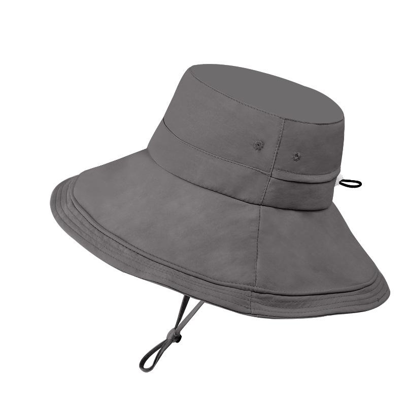 Spring and Summer Outdoor Sunscreen Hat Children Solid Color Eaves Quick-drying Waterproof Bucket Hat Men's Mountaineering Fishing Sun Hat
