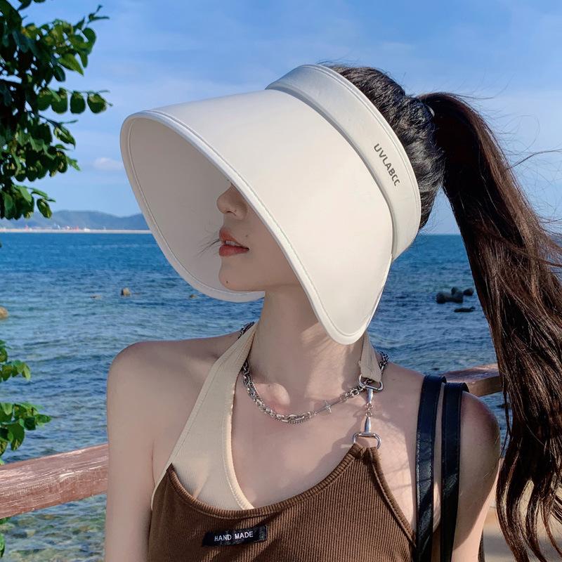 Koreanische Frauen Sommer Sonnenhut Große Krempe Leere Top Pferdeschwanz Kappe Outdoor Reise UV Schutz Sonnenschutz Hüte Mädchen Klapp Visiere