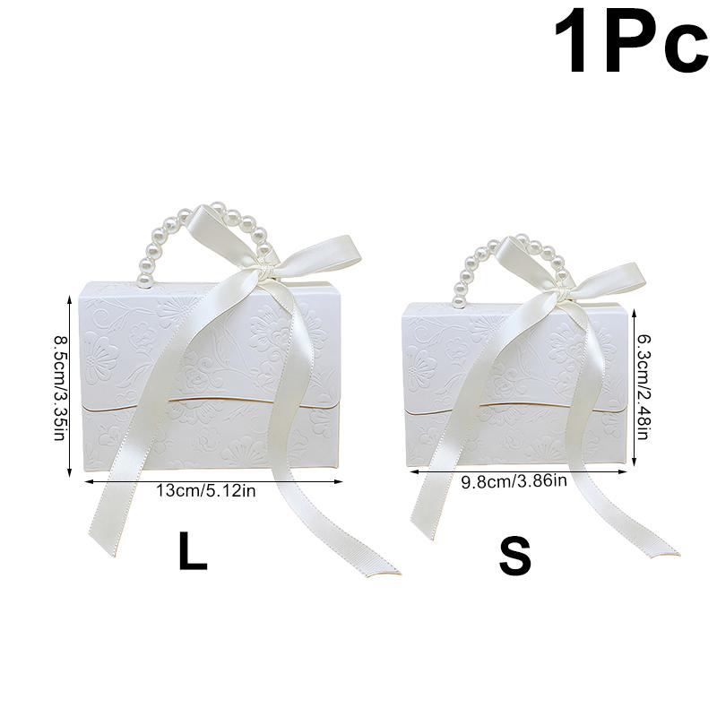 1PC Candy Box Bridal Showers Gift Boxes Giveaways With Pearl Handle Festive Easy to fold Parties Solid Color Elegant Weddings