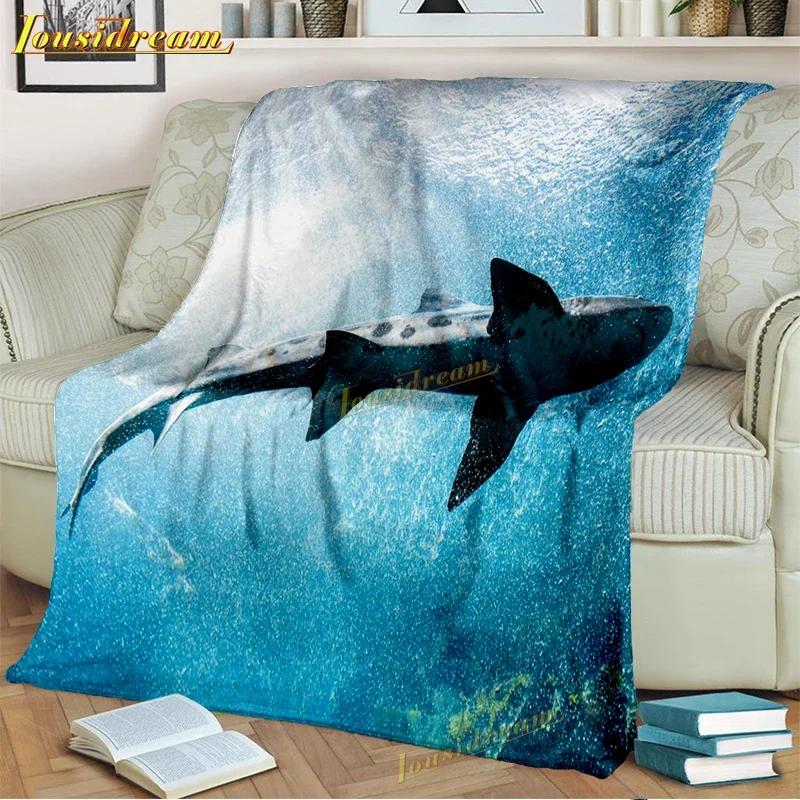 Whale Shark Blanket Soft Warm Throw Fleece Blanket Shark Sheet Bedspread Sofa Throw Light Thin Mechanical Wash Flannel Blankets