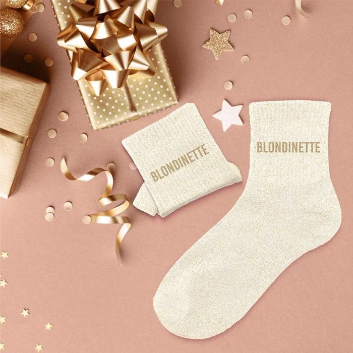 Chaussettes beiges paillettes 'blondinette'