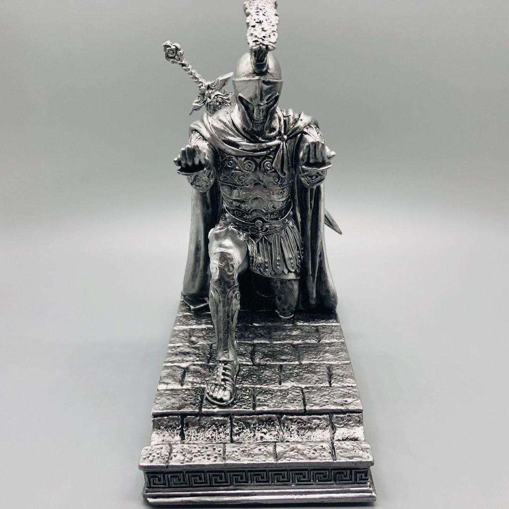 Executive Knight Bronze Pen & Phone Holder - Armor Hero Roman Warrior Statue
