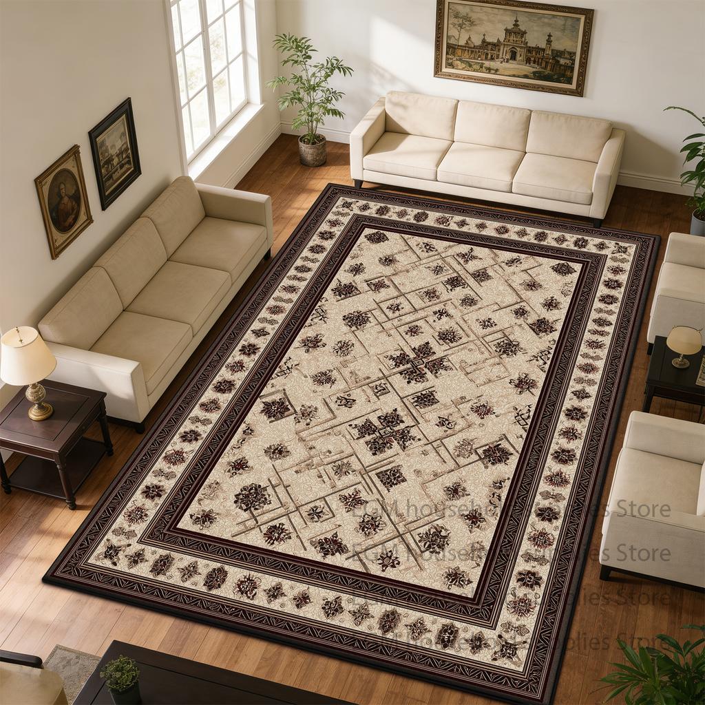 Light Color Retro Carpet Persian Style Living Room Foldable Indoor Floor Mat Washable Non-slip customizable soft Rug Dining Room