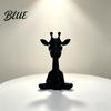 Yoga Giraffe Sculpture 3D Printing Ornament, Meditating Pose Statue, Matte Cross-legged Model Black Cool Texture Decorative for Home Desktop