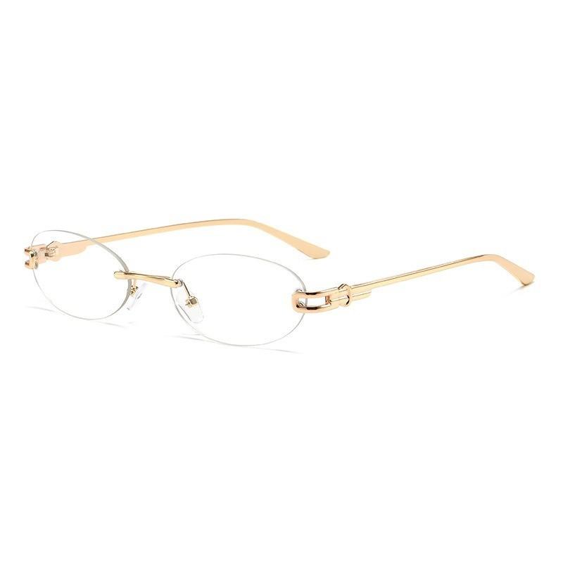 Y2k Cat Eye Oval Sunglasses With Metal Frame Uv400 For Outdoor Fashion