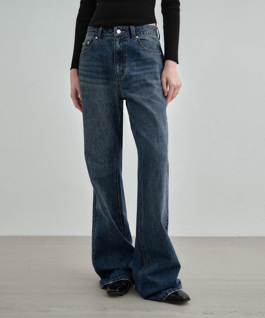MONGDOL Natural Semi Bootcut Denim Jeans Blue Mdpt059Dblue
