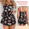 Summer Out Simulation Silk Camisole Pajamas Two-Piece Set of Fashion Printing Shorts Homewear Suit Sexy Camisole Shorts Set