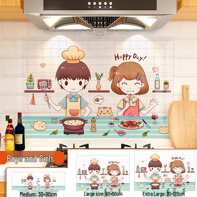 Fireproof, Waterproof, Self-Adhesive Kitchen Oil-Proof Wall Stickers for Stoves and Range Hoods.