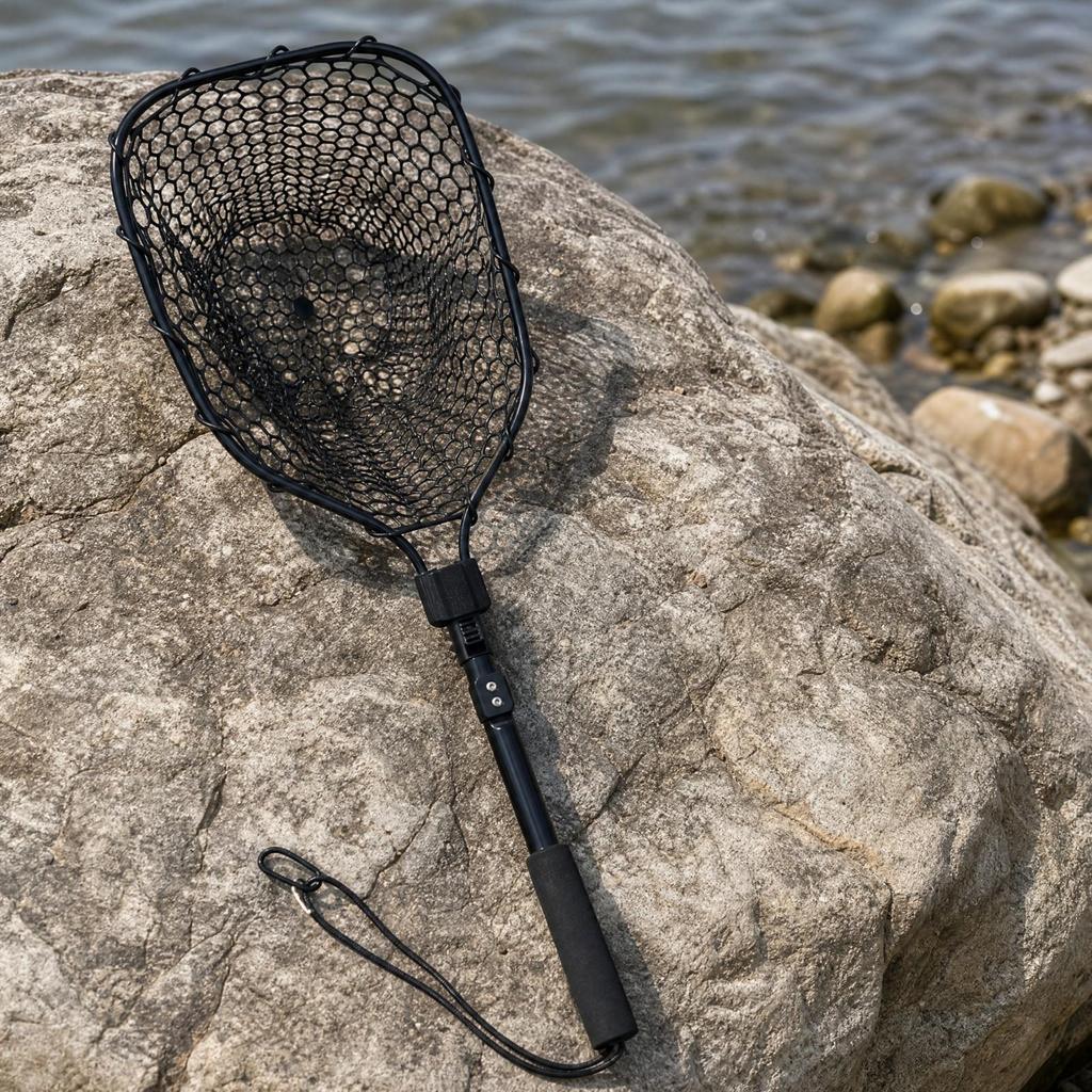 Folding Fishing Landing Net Sturdy Silicone Mesh Strong