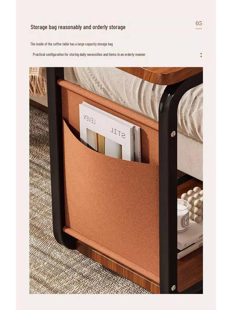 Mobile Side Table: Luxurious Compact Sofa Cart, Modern Living Room Coffee Table, Mini Bedside Storage Rack