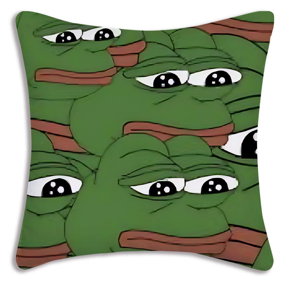 Cartoons fun Sad P-Pepe frog Pillow Covers Cartoon Sofa Decorative Home Double-sided Printing Short Plush Cute Cushion Cover