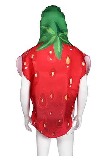 [kitamurasyokai] Strawberry Cosplay Costume, Fruit Costume, Halloween Costume, Fun Item, Cute Item for Parties and Events, Unisex, One Size Fits All A