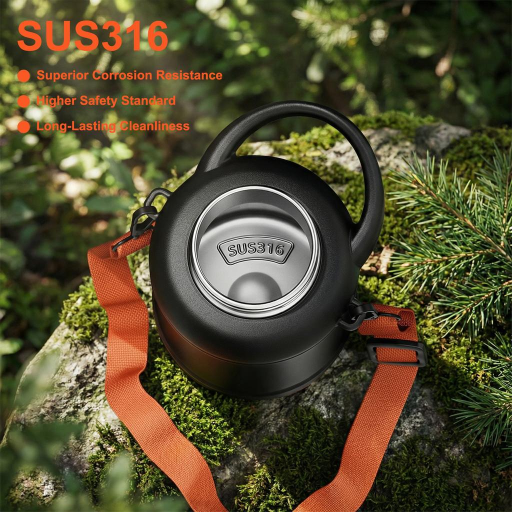 FAYREN 1300ml 1600ml High Capacity Outdoor Mountain Climbing Insulated Stainless Steel Sports Water Bottle with Strap
