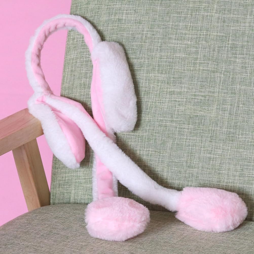 KESYOO Moving Bunny Ear Headband, Cute Plush Material, 20-inch Plush Hair Accessory for Parties and Cosplay, Pink and White