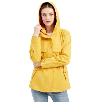 Windbreaker Medium Length Hooded Jacket with Long Sleeves and Waist Up Outdoor Raincoat