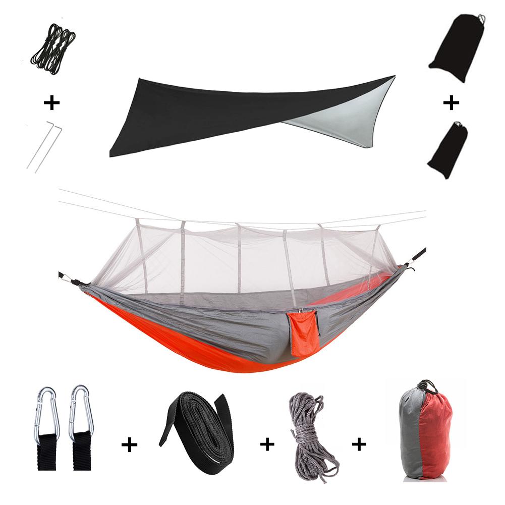 Anti Outdoor Camping Hammock With Mosquito Net And Rain Tent Equipment Supplies Shelters Camp Bed Survival Portable Hammock Soft and Comfortable