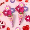 74 Mixed Packs Valentine's Day Pink Bouquet Card Handmade Set Including 50 Pipes and 12 Flower Cardboard Love Cardboard Bouquet Handmade Set