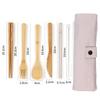 Eco-Friendly Bamboo Travel Tableware Portable Bamboo Cutlery Set with Knife Fork Spoon Chopsticks (BPA Free, FDA Certified)
