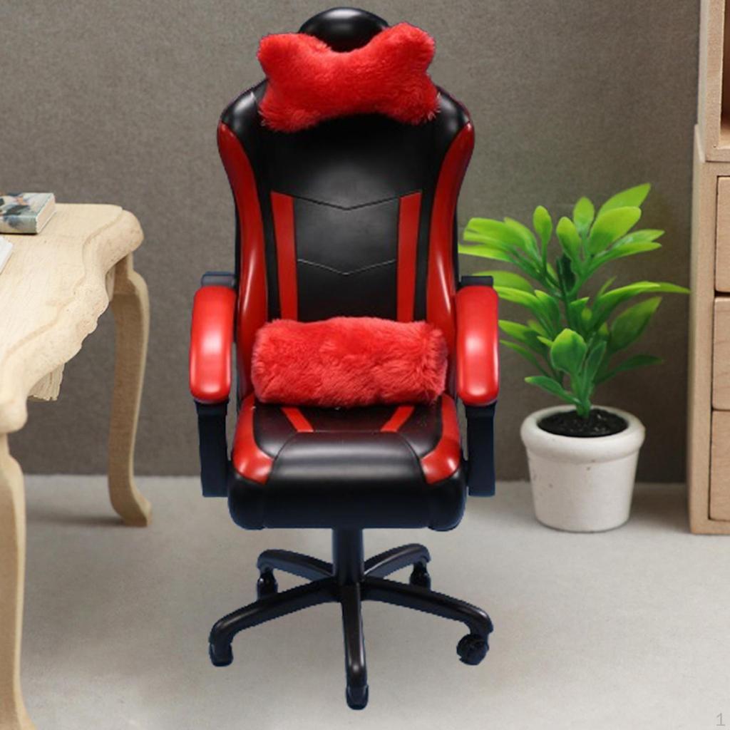 1/6 Miniature Gaming Chair Decoration Pretend Play Accessory Furniture Dollhouse