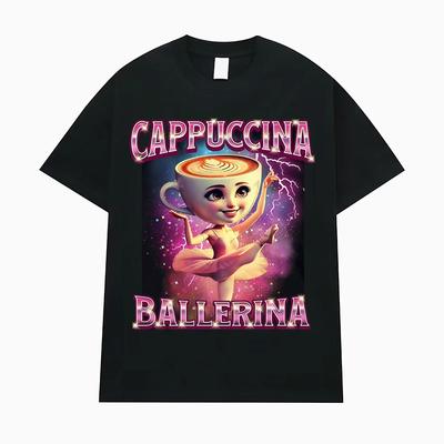 Cappuccina Ballerina Funnu Italian Brainrot Meme T Shirt Men Women Clothing Fashion Trending T Shirts Casual 100% Cotton T-shirt