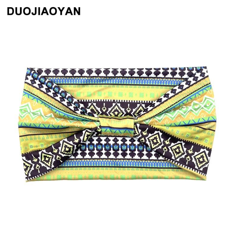 Knot Headband, Color Blocked Pattern Printed Sports Headband, Fashionable Polka Dot Wide Edge Elastic Headband