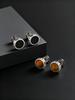 Men's Vintage Norse Viking Runes Round Earrings, Fashion Stainless Steel Stud Earrings, Stylish Natural Stone Jewelry Gifts
