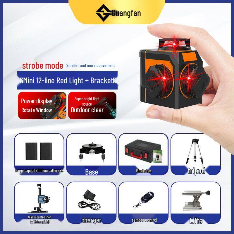 Mini High Precision Laser Level with 12 Red Light Lines and Automatic Wall Alignment