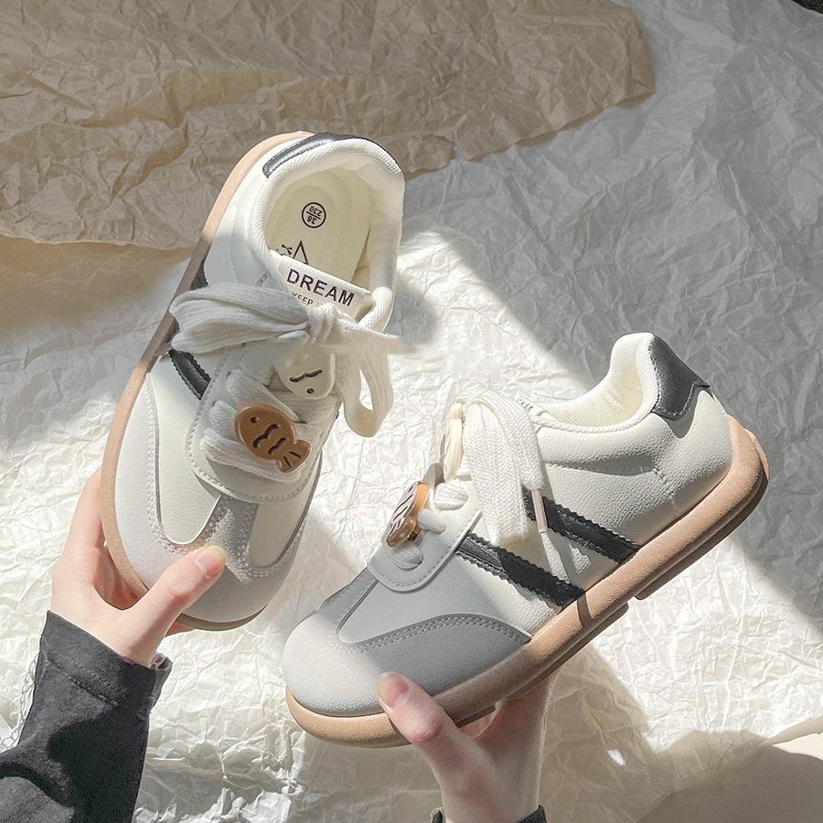 Little White Shoes Women's 2025 Summer Niche Design Sende Training Shoes Sweet Platform Bow Student Casual Board Shoes