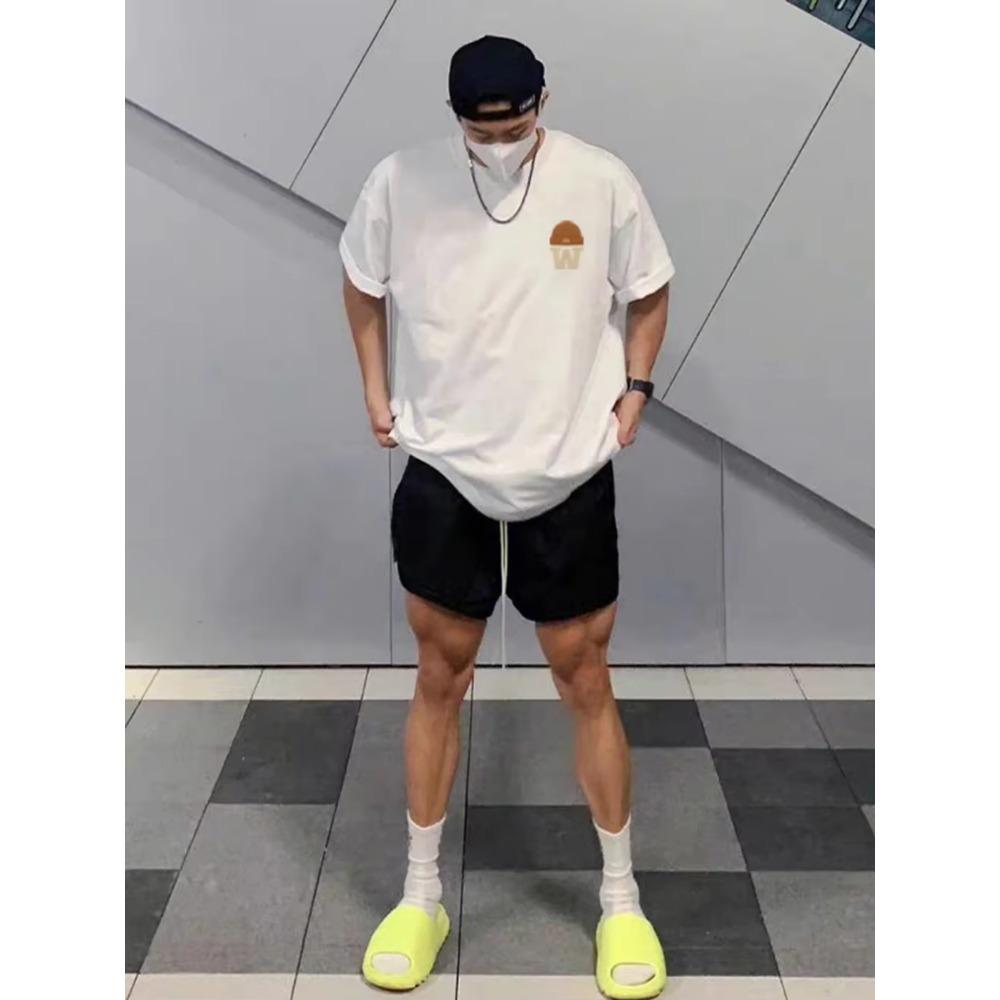 Letní móda Retro pánská anglická písmena těžké váhy 100% bavlna s kulatým výstřihem s potiskem Vysoce kvalitní neformální tričko Fitness Street