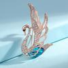 3 Colors Choose Rhinestone Crystal Swan Brooches for Women Elegant Animal Pins Fashion Jewelry