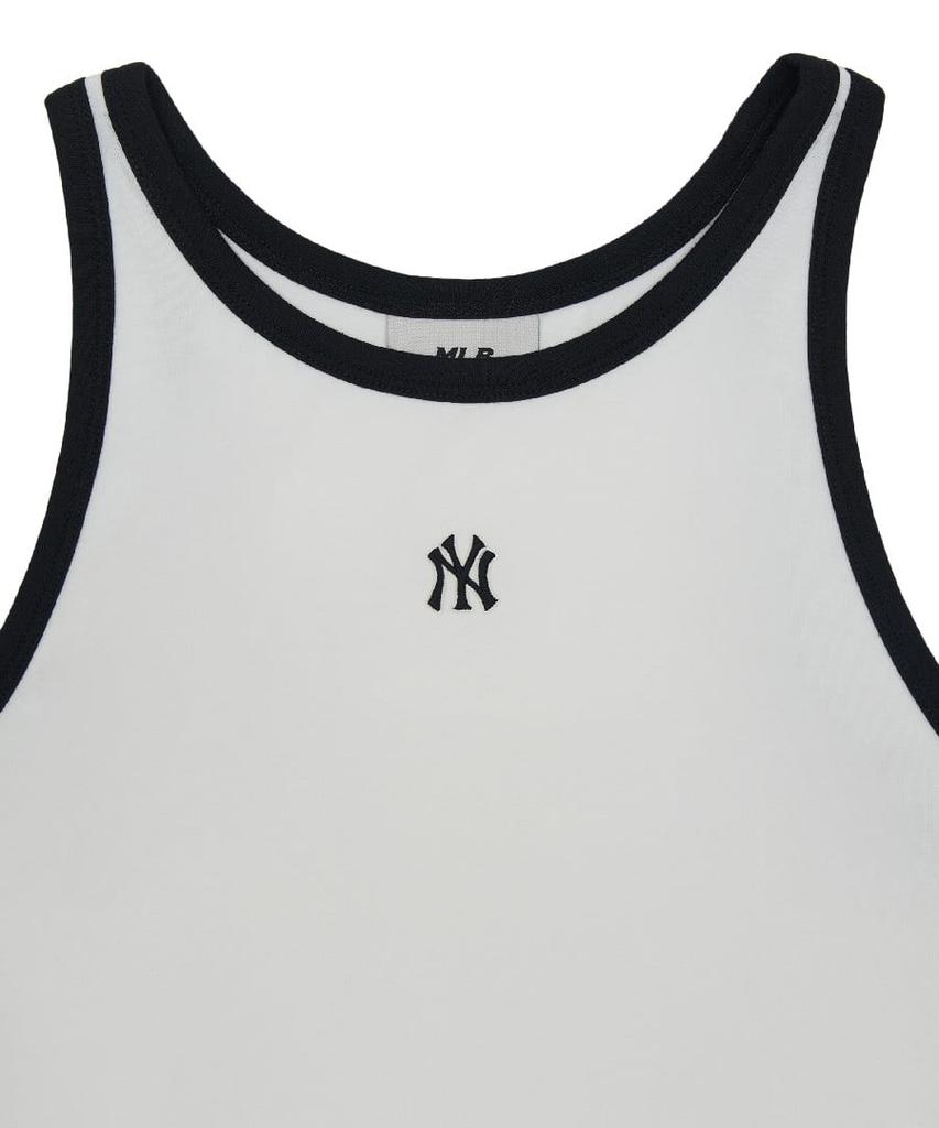 Emelbi Women'S Basic Ringer Crop Sleeveless T-Shirt Ny (White)