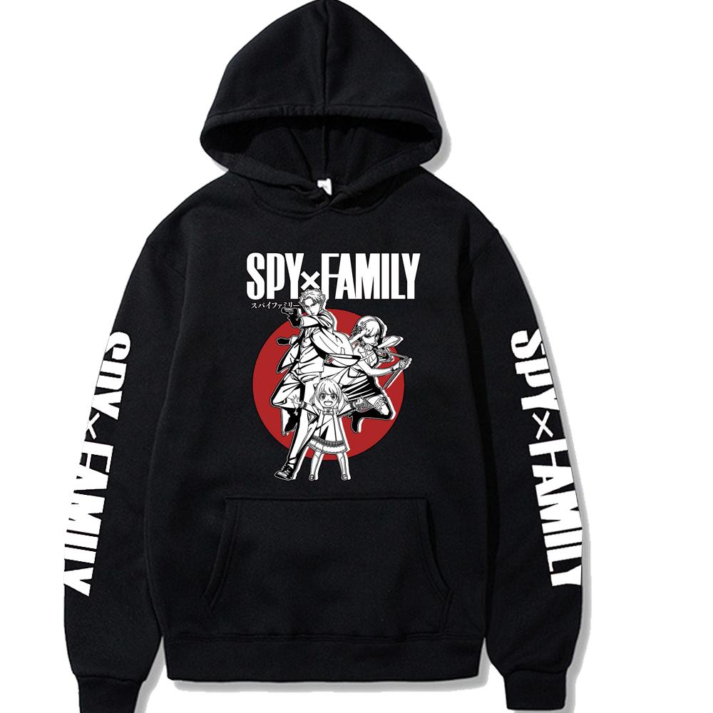 Горячая аниме-толстовка Spy X Family Overside Hoodies Anya Forger Printed Pullovers Tops Long Sleeves Hip Hop Men Women Streetwear XS чёрный 1949₽