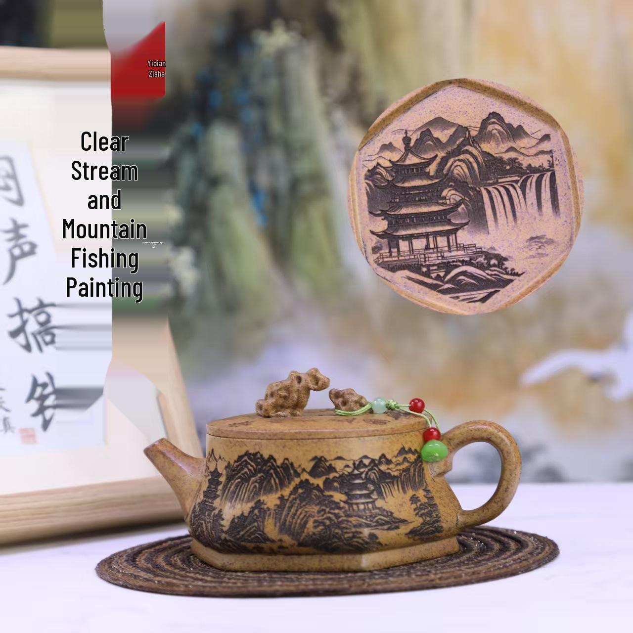 Handmade Yixing Dragon Bone Gold Sand Gongfu Tea Set