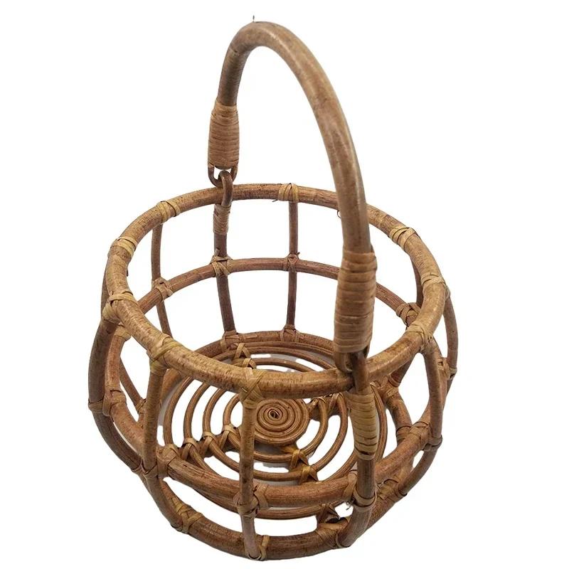 Retro Rattan Basket Chair Newborn Photography Props - Infant Posing Bed & Backdrops Unisex Photo Accessories for Baby Girl & Boy
