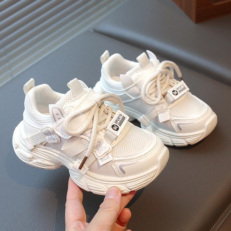 Spring Kids Sneakers Soft Sole Princess Shoes Lightweight White Shoes Fashion Dad Shoes Girls Outdoor Running Shoes