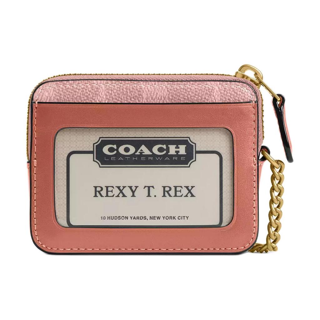 Coach Essential Logo Hardware Coated Canvas And Calfskin Card Holder Women Accessories Melon-Pink CAO37-B4YU2