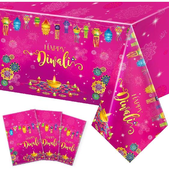 3pcs Birthday Tablecloth, Happy Birthday Decorations Set, Colorful Rainbow Dots Design with Happy Birthday Tablecloth. Waterproof Plastic Table