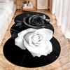 1 Stück Luxuriöser Schwarz-Weiß-Rosen-Teppich, Strapazierfähiger Rutschfester Waschbarer Innenbereichsteppich für Alle Jahreszeiten, Halloween Thanksgiving Weihnachten Dekor