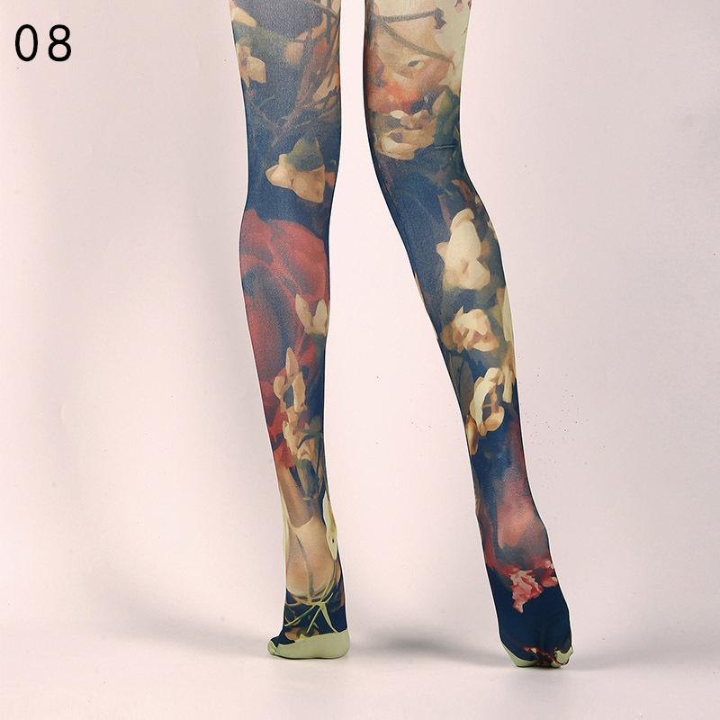 New Japanese Style Floral Printed Pantyhose Lolita Stockings Harajuku Tights Colorful Tropical Fish Cake Sushi Print Pantyhose