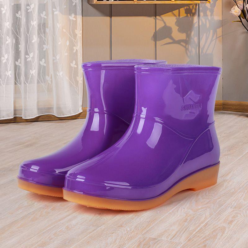 Women's Waterproof Non-Slip Short Rain Boots with Warm Cotton Lining