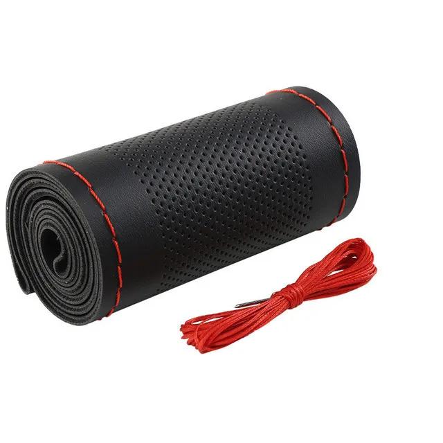 38 cm car steering wheel cover, super-fiber leather hand-sewn steering wheel cover and needle and thread internal accessories